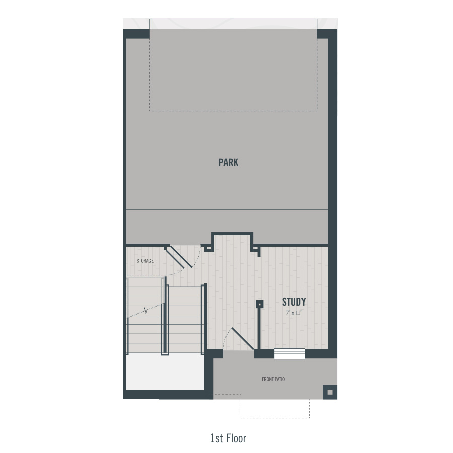 Rendering of the T1 floor plan with 2 bedroom[s] and 2.5 bathroom[s] at north680